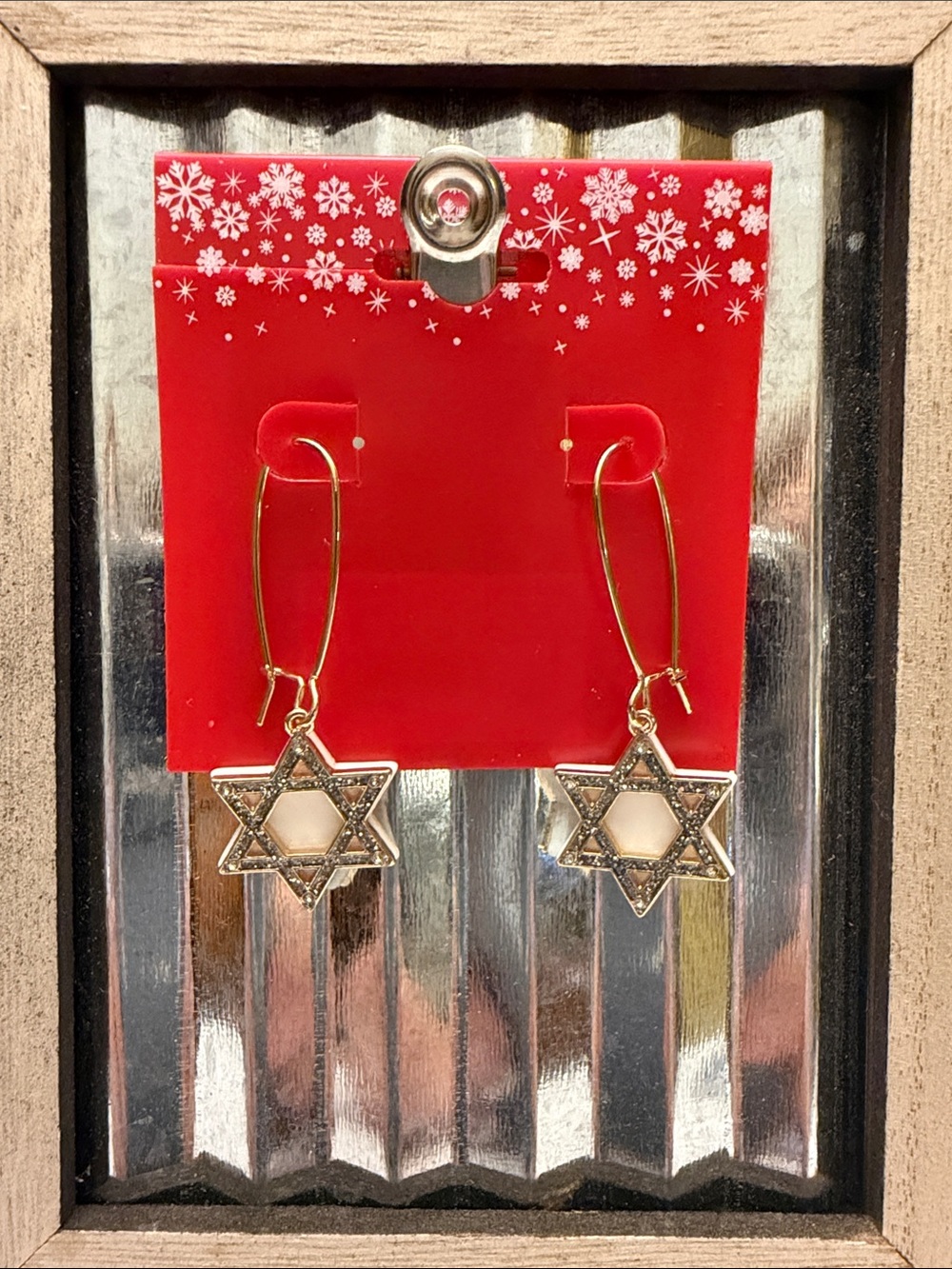 Gold Star of David Drop Earrings